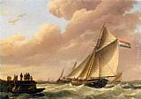Johannes Hermanus Koekkoek Famous Paintings - Sailing In Choppy Waters (Part 2 of 2)